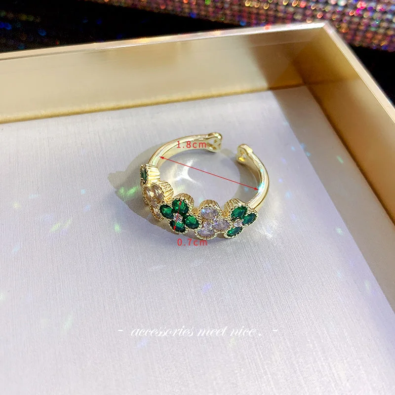 Ga0526 Clover Crystal Ring