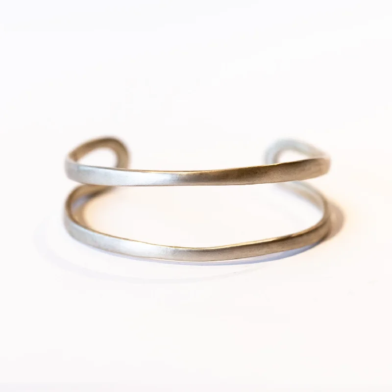 Ladies silver chain bracelet-Sarah McGuire | Narrow Continuous Cuffed Bracelet