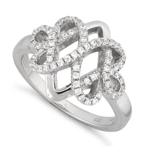 Ladies luxury platinum ring-Sterling Silver Royal Pave CZ Ring