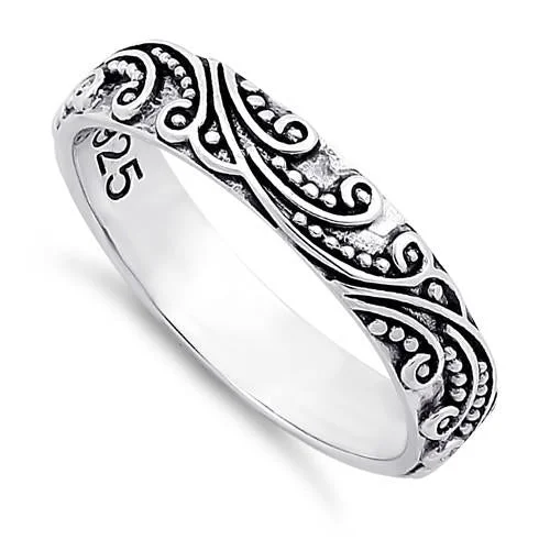 Ladies double band ring-Sterling Silver Wave Ring