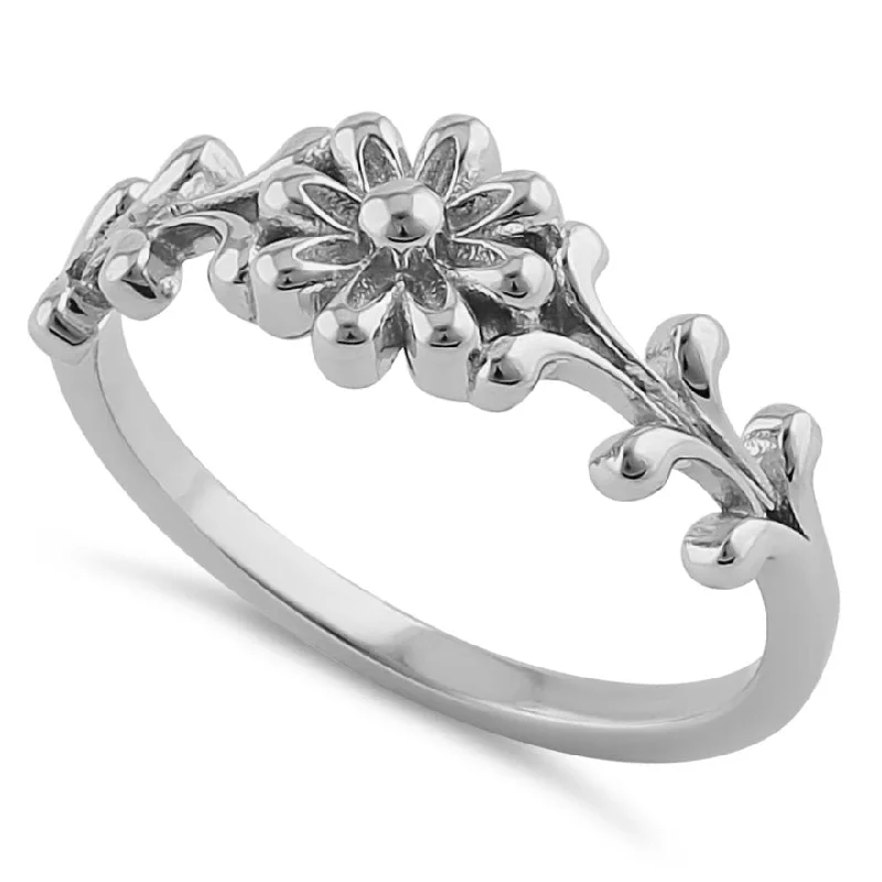 Ladies custom design ring-Sterling Silver Flower Ring