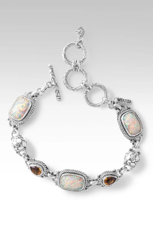 Ladies delicate bracelet-Rise Above Bracelet II™ in Peaches & Cream Simulated Opal