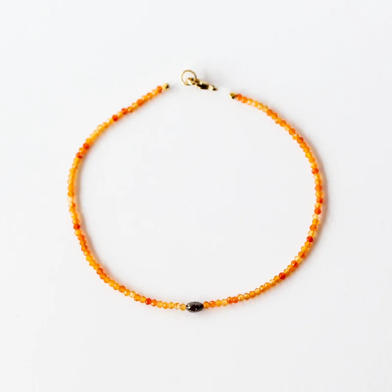 Ladies multicolor bracelet-Margaret Solow | Beaded Carnelian Bracelet with Rustic Diamond