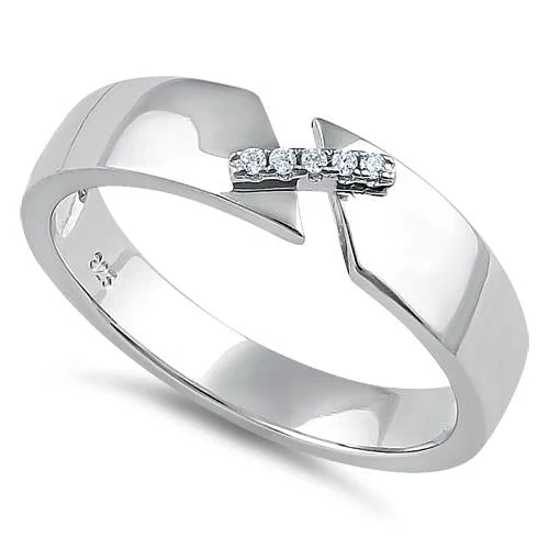 Ladies wedding band-Sterling Silver Unity Clear CZ Ring