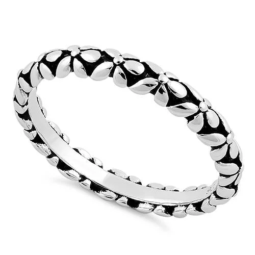 Ladies statement ring-Sterling Silver Eternity Flower Ring