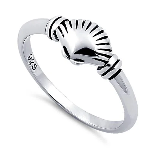 Ladies diamond ring-Sterling Silver Shell Ring