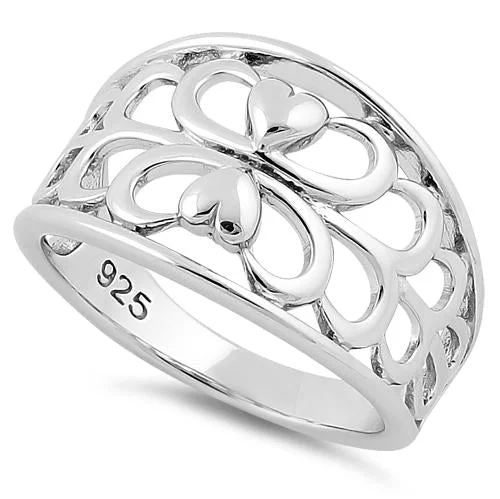 Ladies twist design ring-Sterling Silver Lover's Heart Reflection Ring