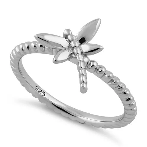 Ladies large diamond ring-Sterling Silver Dragonfly Ring