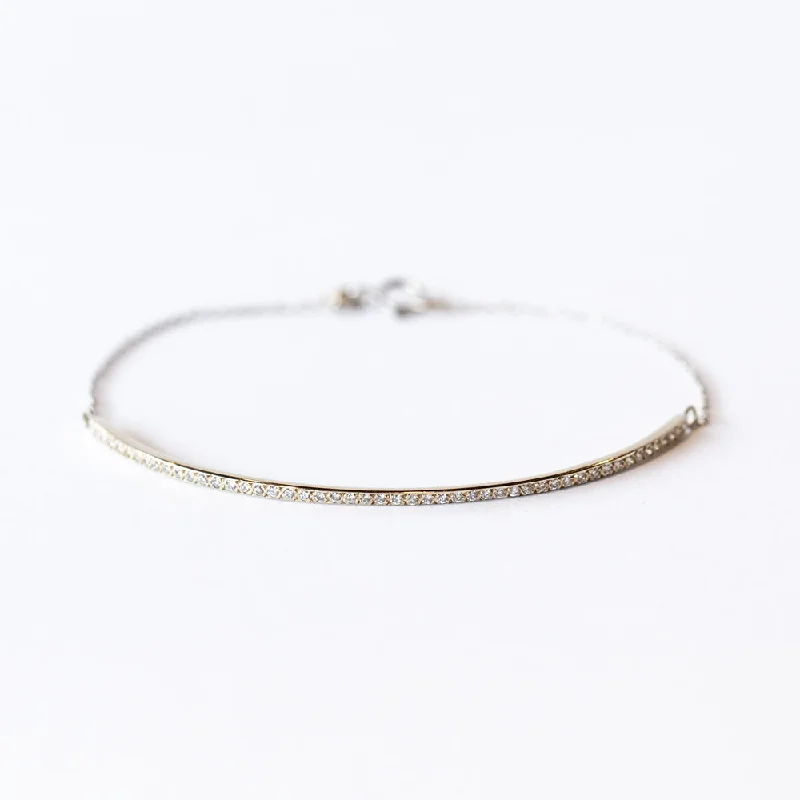 Ladies engraved bangle bracelet-Satomi Kawakita | Linear Curve Diamond Bracelet