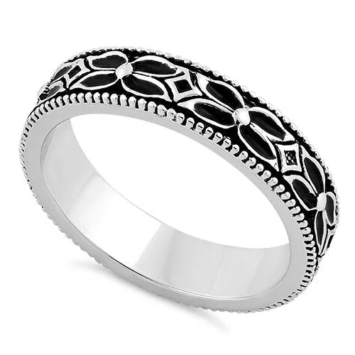 Ladies unique design ring-Sterling Silver Eternity Flower Band Ring