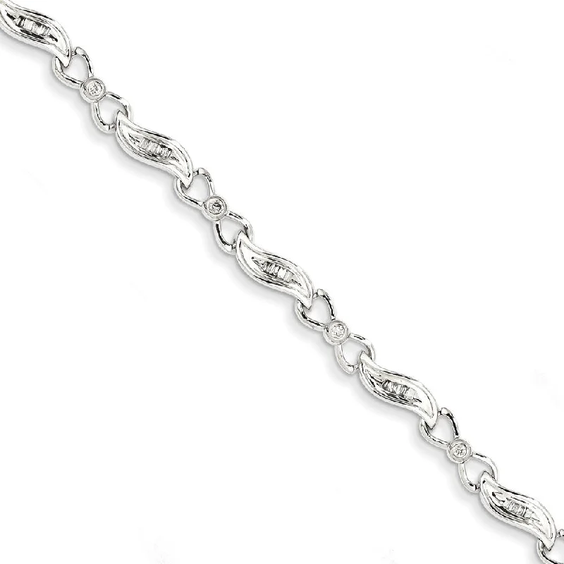 Ladies crystal charm bracelet-14k White Gold 6mm Diamond Fancy Bracelet, 7" (0.48cttw)