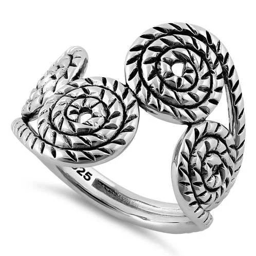 Ladies statement ring-Sterling Silver Rope Swirls Ring