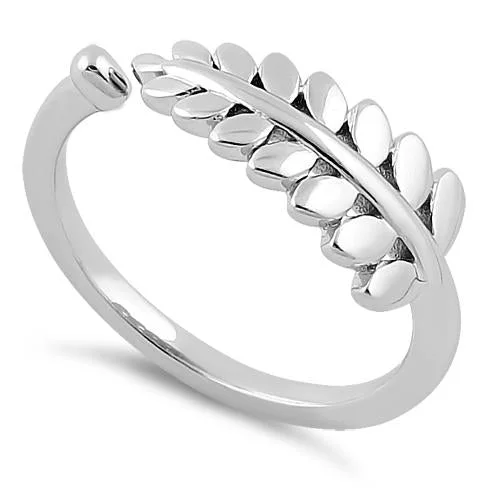 Ladies heart-shaped ring-Sterling Silver Tripinnate Fern Leaf Ring