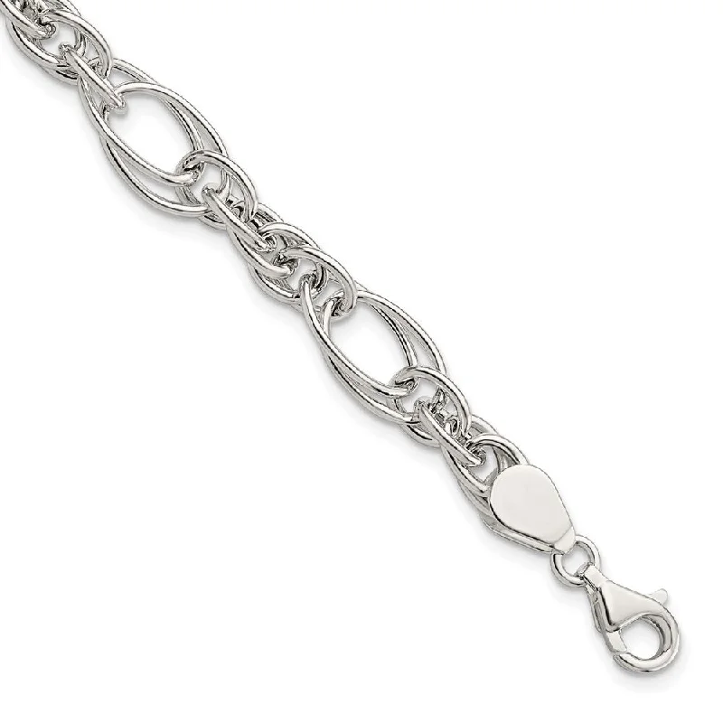 Ladies fashion bangles-925 Sterling Silver Fancy Link Bracelet, 7" (W-8.94mm)