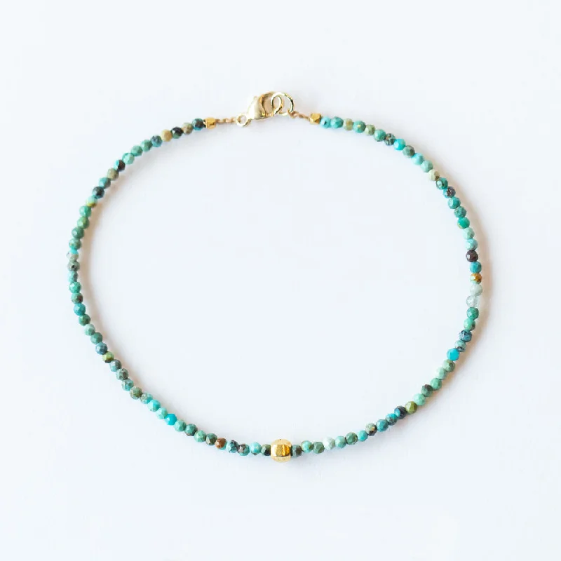 Ladies chic bracelet-Margaret Solow | Beaded Turquoise and Gold Bracelet