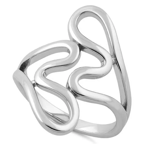 Ladies birthstone engagement ring-Sterling Silver Abstract Wriggle Ring