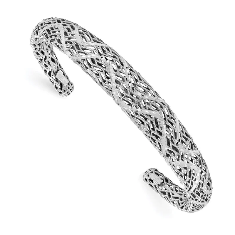 Ladies luxury diamond bracelet-925 Sterling Silver Diamond-Cut Bangle Bracelet