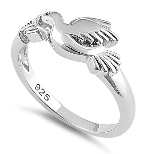 Ladies stacked rings set-Sterling Silver Flying Dove Ring