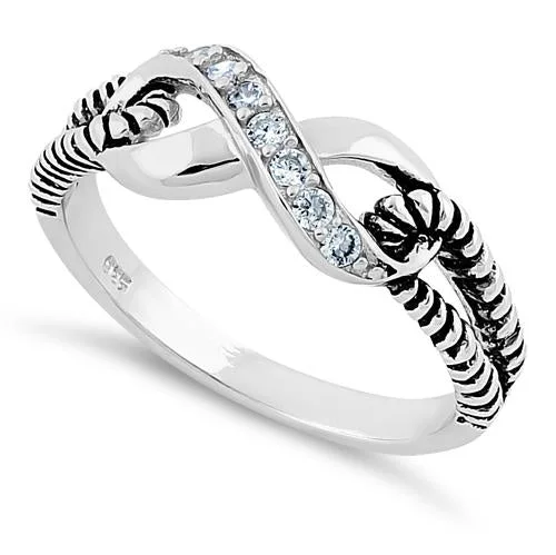 Ladies wedding ring set-Sterling Silver Infinity CZ Ring