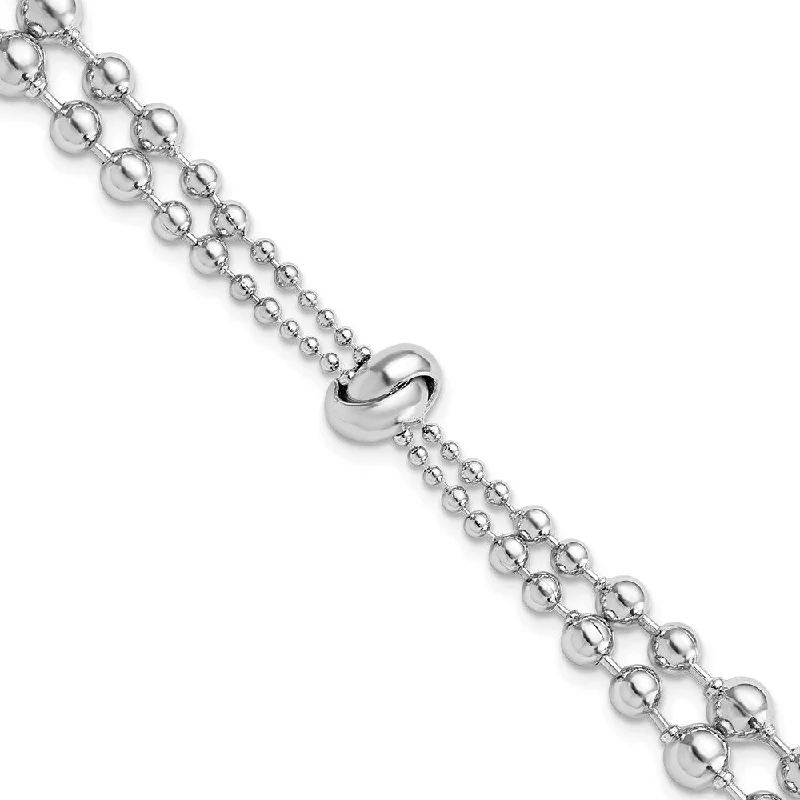 Ladies crystal bangle bracelet-925 Sterling Silver Rhodium-plated Beaded Bracelet, 6.5" w/1.5in Extender