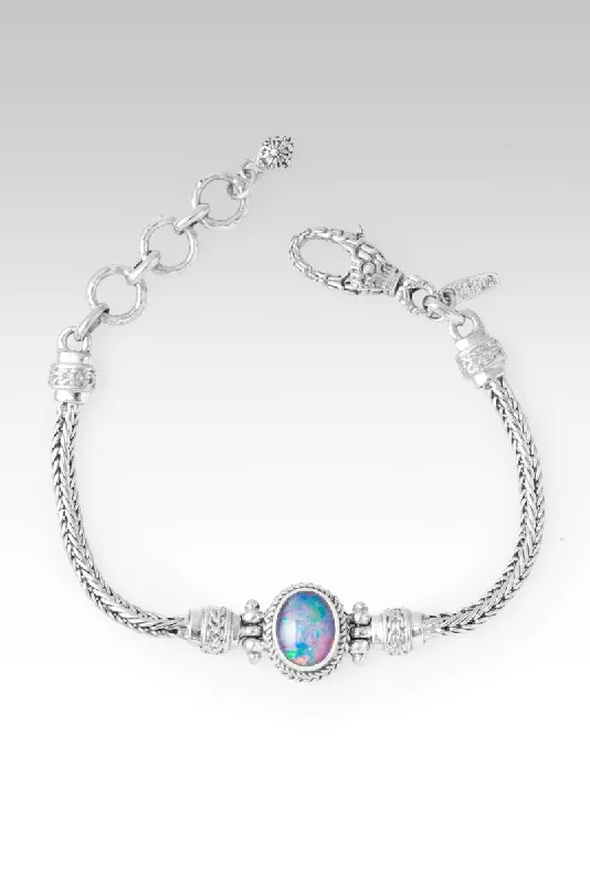 Ladies engraved bracelet-My Strength & Shield Bracelet™ in Red Pink Australian Opal Triplet