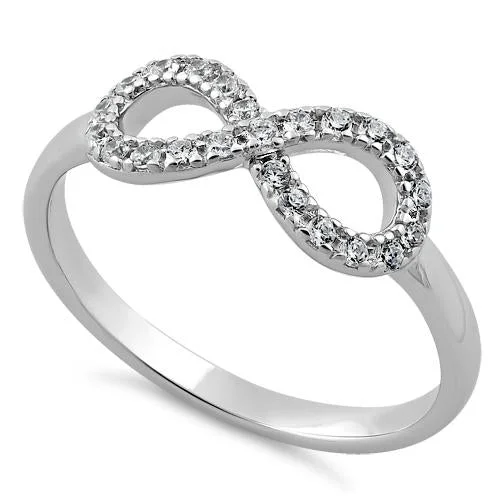 Ladies birthstone engagement ring-Sterling Silver Infinity CZ Ring