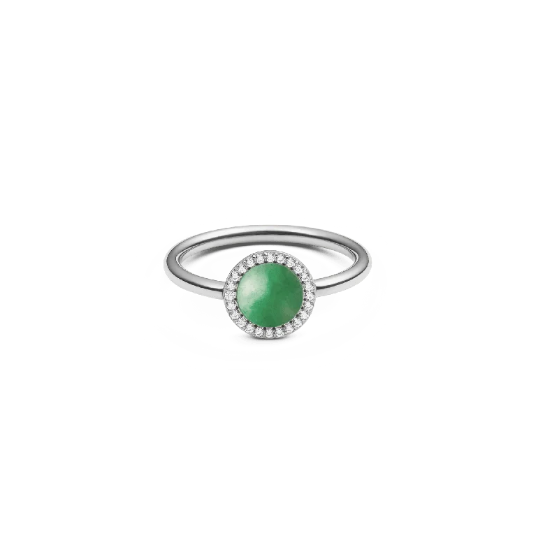 Ladies vintage-inspired ring-Audrey Ring Jade Silver