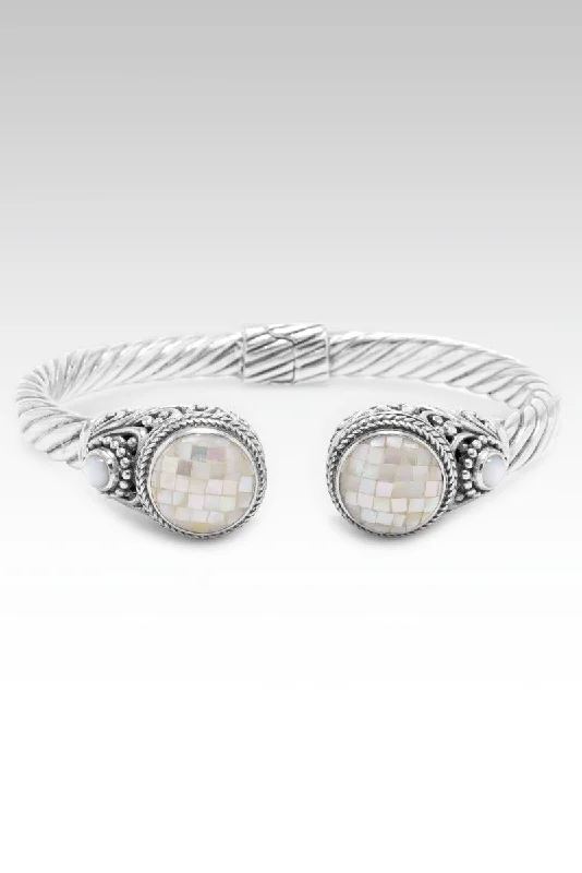 Ladies platinum bracelet-Nurturing Soul Tip-to-Tip Bracelet™ in White Mother of Pearl Mosaic