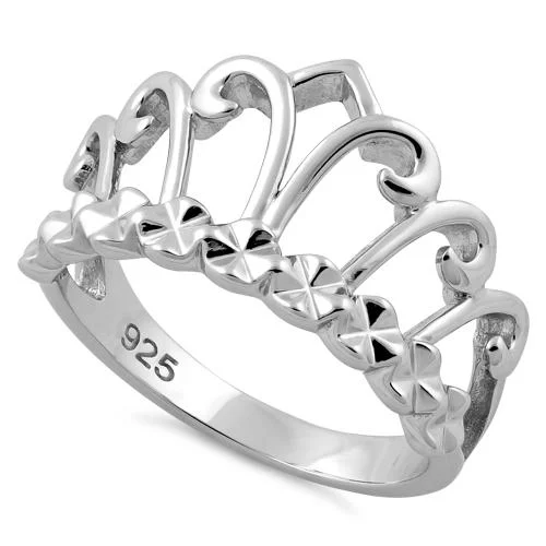 Ladies gold ring-Sterling Silver Crown Ring