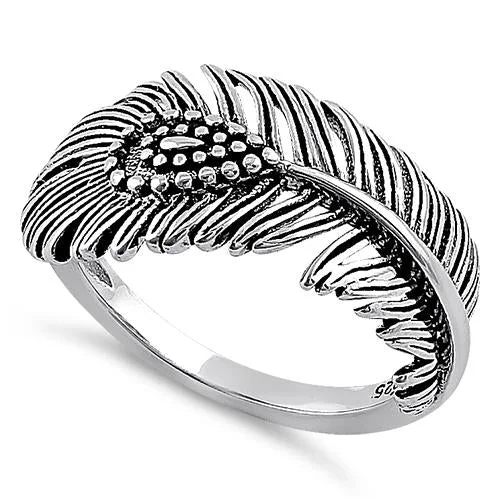 Ladies vintage-inspired ring-Sterling Silver Peacock Feather Ring