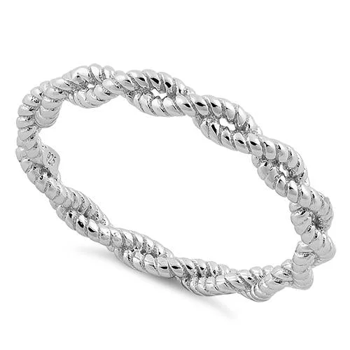 Ladies silver eternity ring-Sterling Silver Twisted Rope Ring