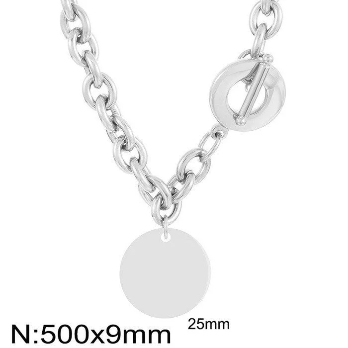 B Steel Necklace Kn233914-Z