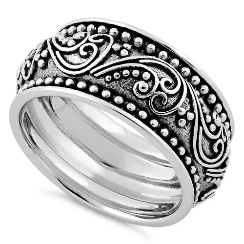 Ladies diamond ring-Sterling Silver Peaceful Paisley Ring