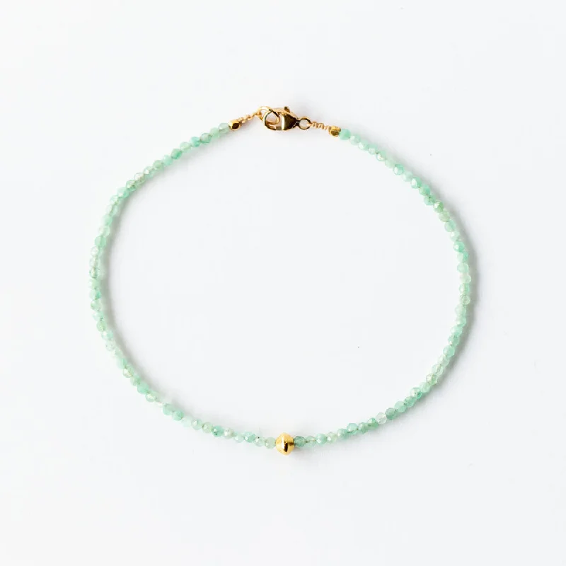 Ladies silver chain bangle-Margaret Solow | Light Emerald Beaded Bracelet