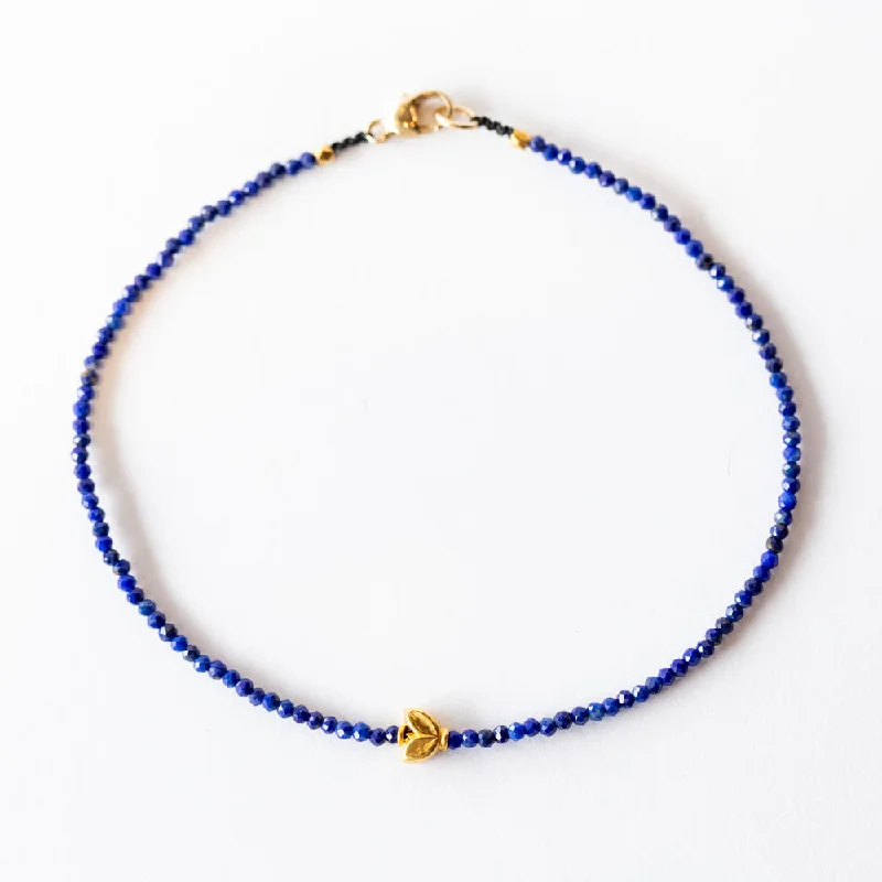 Ladies heart-shaped bracelet-Margaret Solow | Beaded Lapis Bracelet