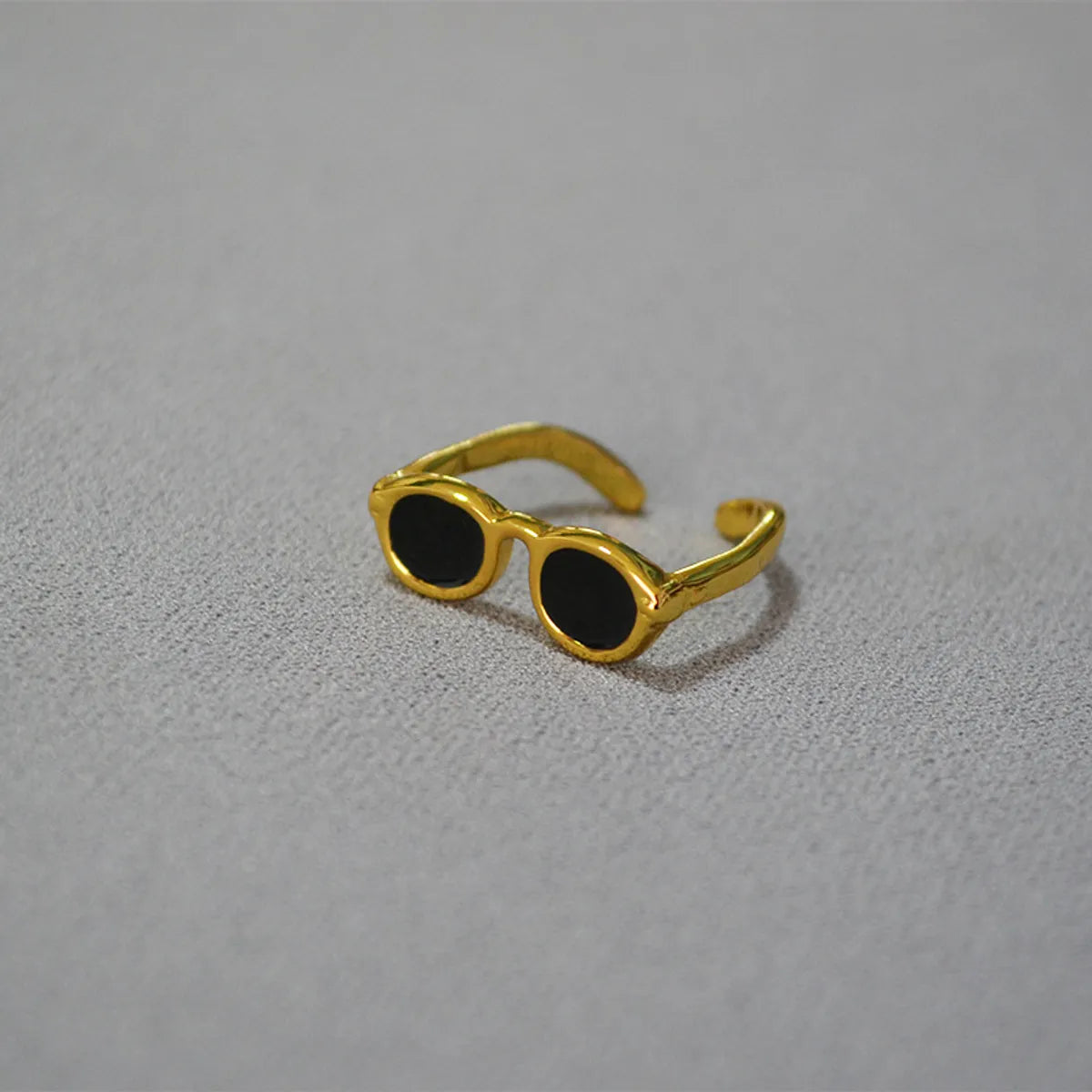 Ladies modern ring-Wholesale Hip-Hop Glasses Copper Gold Plated Open Rings