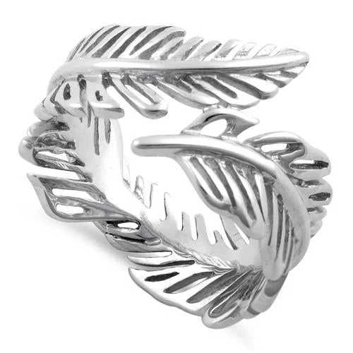 Ladies stacking rings-Sterling Silver Leaf Ring