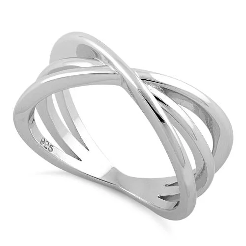 Ladies wedding ring-Sterling Silver Triple Overlapping Cage Ring