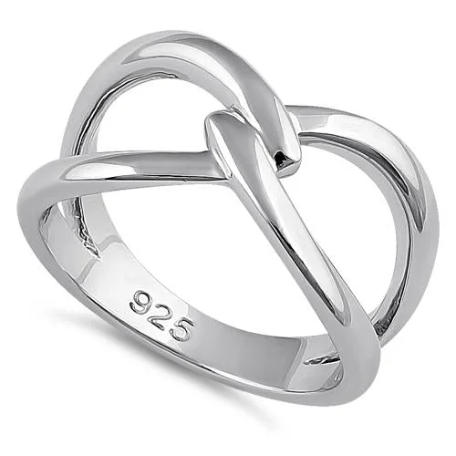 Ladies engagement ring with side stones-Sterling Silver Meet Me At The Middle Ring