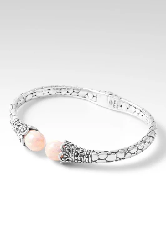 Ladies bold bangle bracelet-Wondrous Love Tip-to-Tip Bracelet™ in Peaches & Cream Simulated Opal