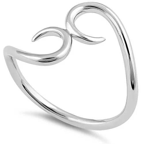 Ladies fashion statement ring-Sterling Silver Curly Hook Ring