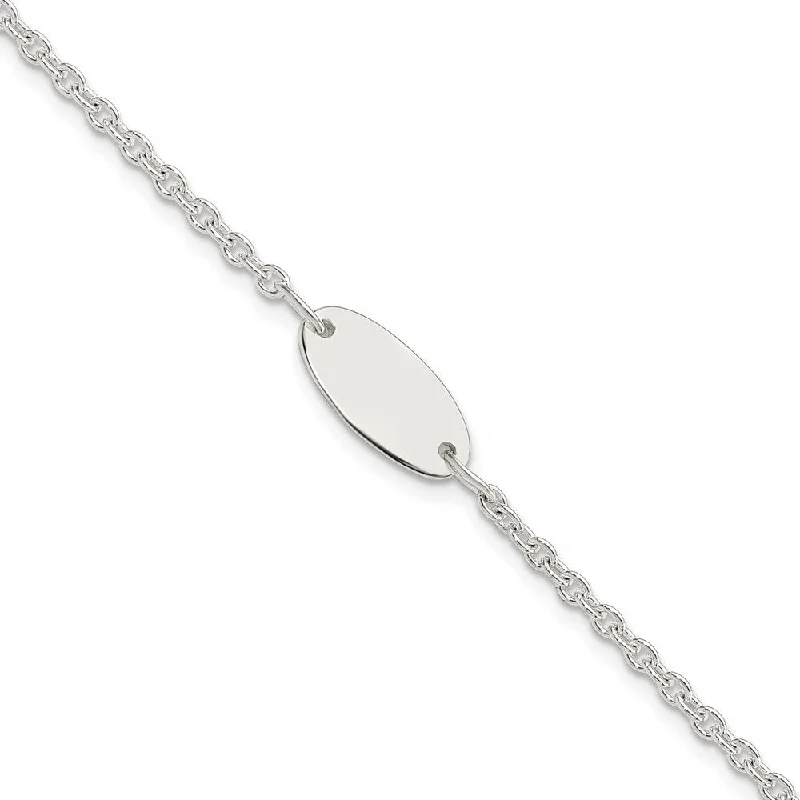 Ladies engraved bracelet-925 Sterling Silver ID Bracelet, 6" (W-7.5mm)