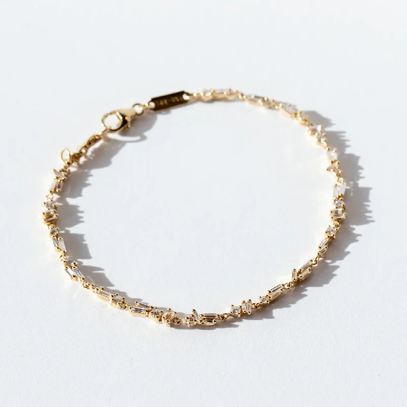 Ladies gold stackable bracelet-Suzanne Kalan | 18k Classic Diamond Sparkler Tennis Bracelet