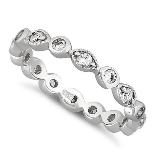 Ladies statement gemstone ring-Sterling Silver Stackable Eternity Eye CZ Ring