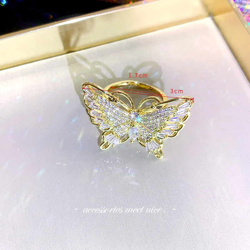 Ga0535 Micro Diamond Butterfly Zircon Ring