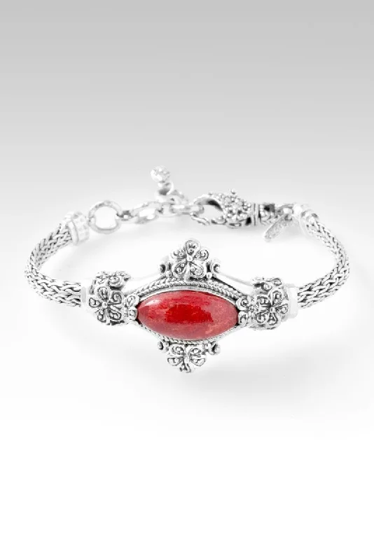 Ladies gold cuff bracelet-Journey of Faith Bracelet™ in Red Sponge Coral