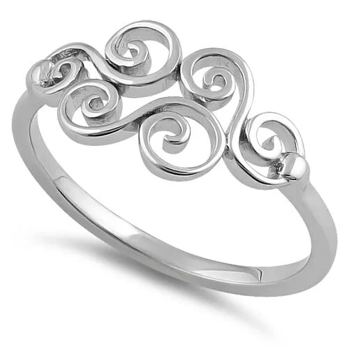 Ladies vintage ring-Sterling Silver Curly Waves Ring