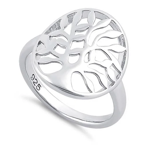 Ladies double band ring-Sterling Silver Tree of Life Ring