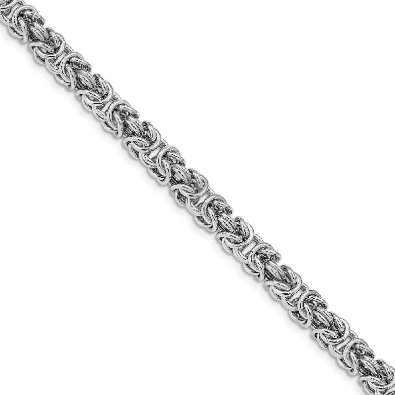 Ladies turquoise bracelet-925 Sterling Silver Rhodium-plated Byzantine Bracelet, 7.25" w/0.5in Extender