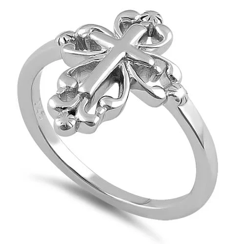 Ladies matching wedding band-Sterling Silver Cross Ring